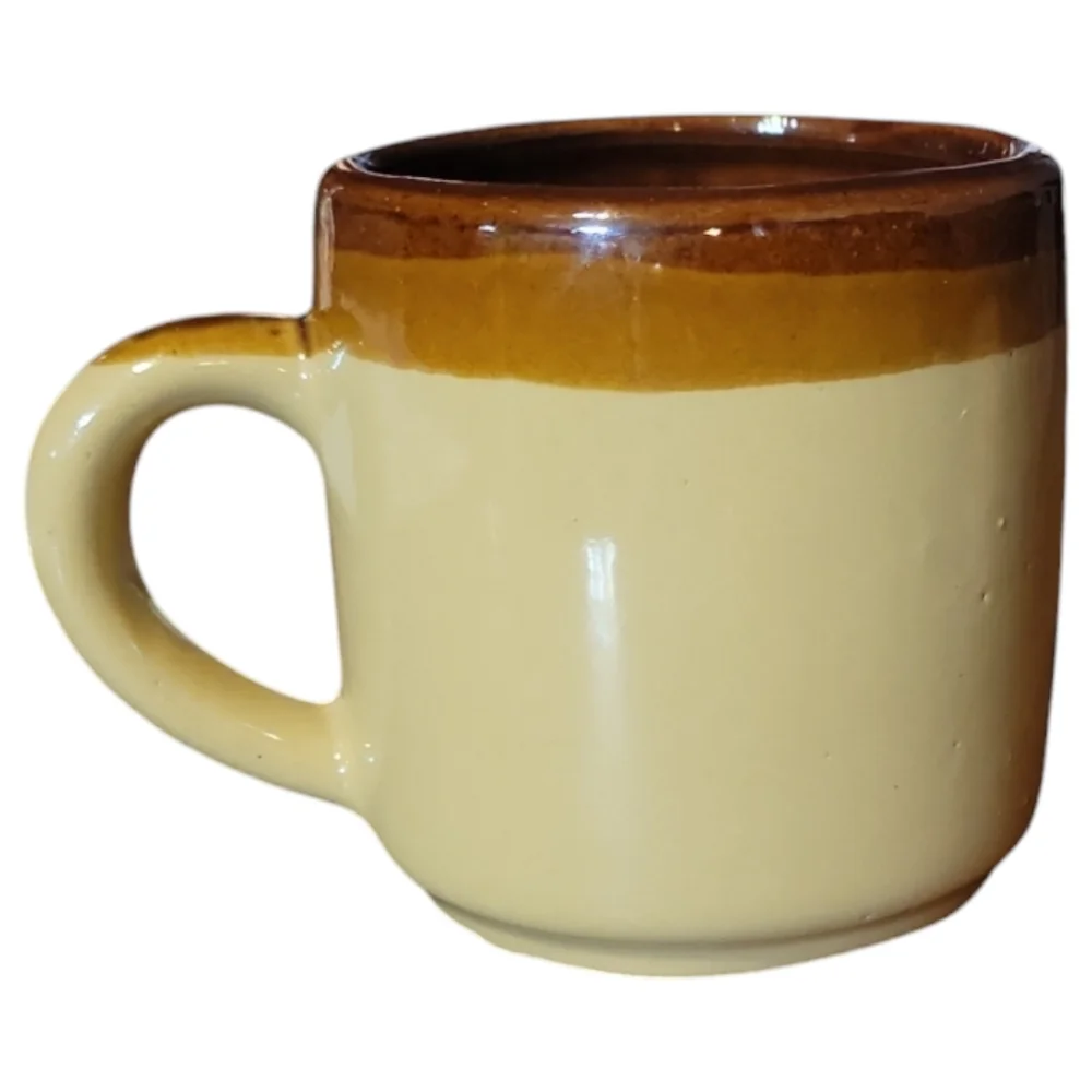 1 Vtg 70's Dip Glazed Interpur Earth Tones Tricolor Coffee Tea Cup Mug Taiwan